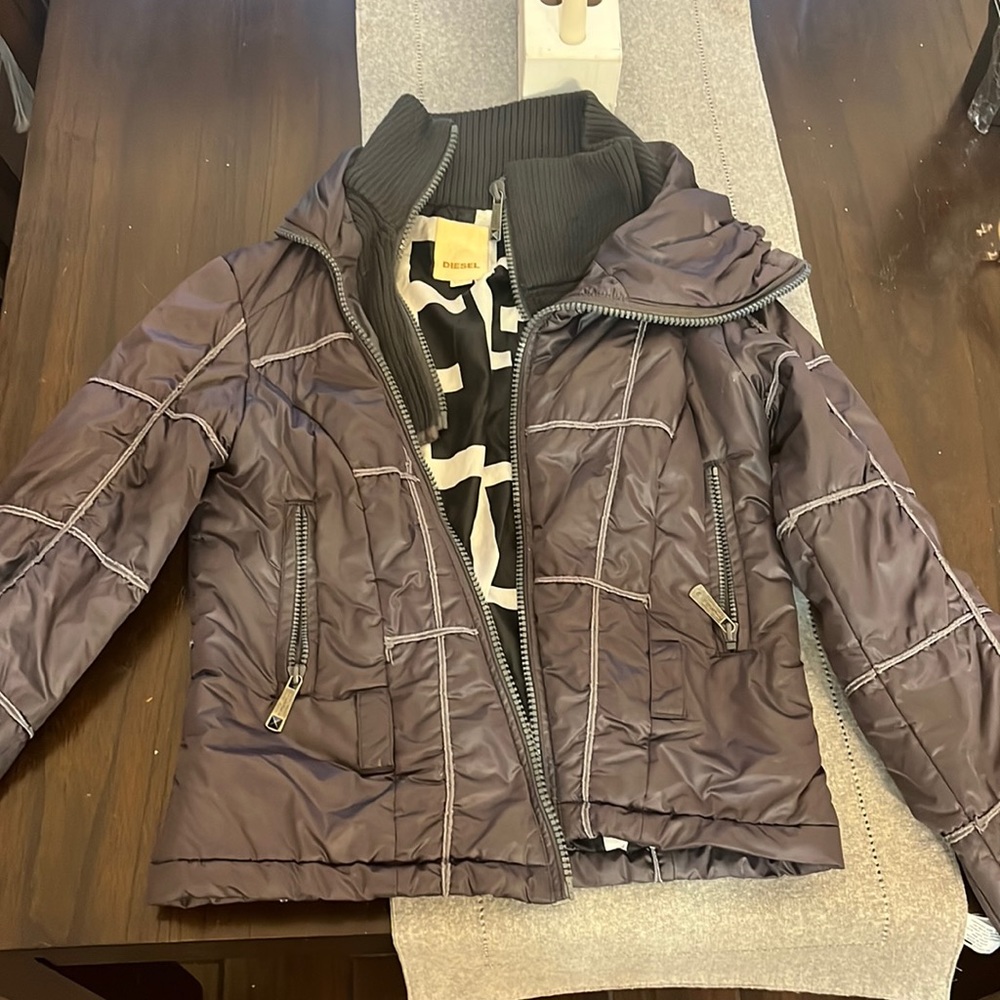 Diesel Grey Edgy Puffer Jacket